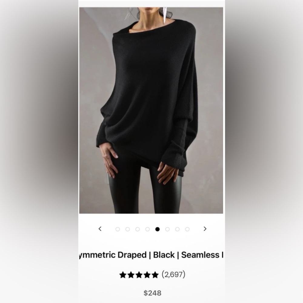JAKI LONDON Asymmetric Draped | Black | Seamless Knit